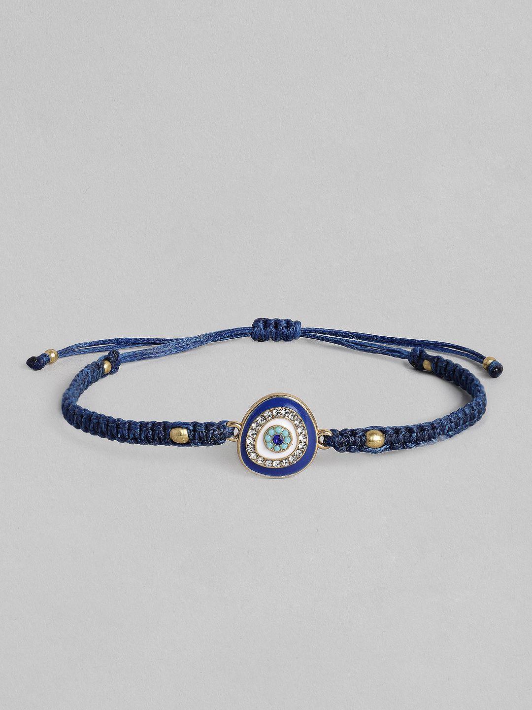 el regalo unisex blue  silver-toned handcrafted wraparound evil eye bracelet