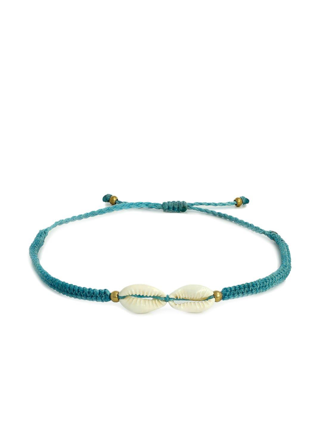 el regalo women blue & white artificial beads anklet