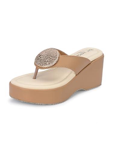 el paso beige casual daily party platform slippers wedge heel sandals for women - 4 uk