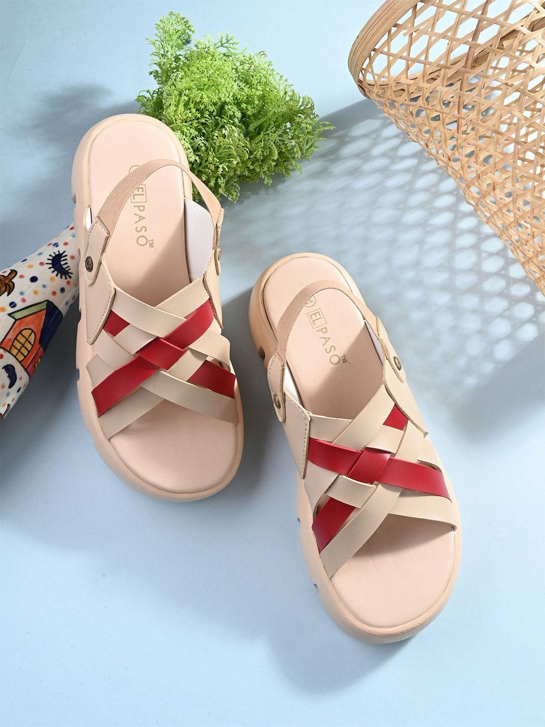 el paso beige striped flatform sandals