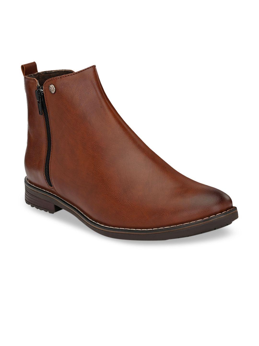 el paso men brown solid mid-top flat boots