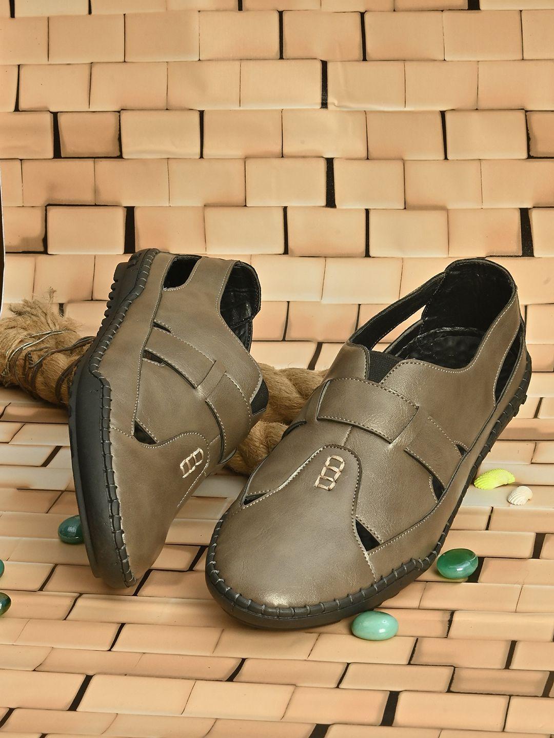 el paso men grey ethnic shoe-style sandals