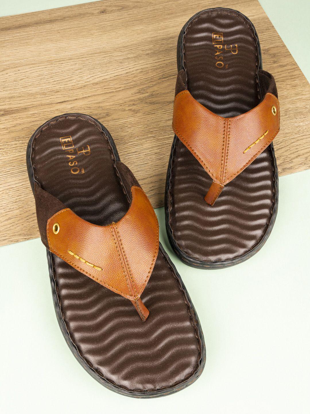 el paso men tan brown solid thong flip-flops