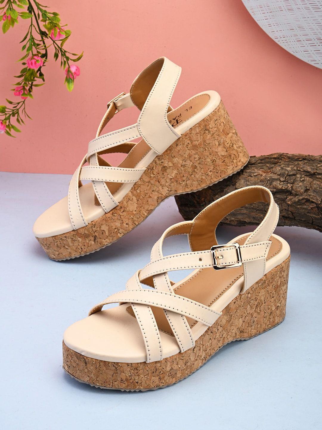 el paso strappy buckle detailed wedge heels