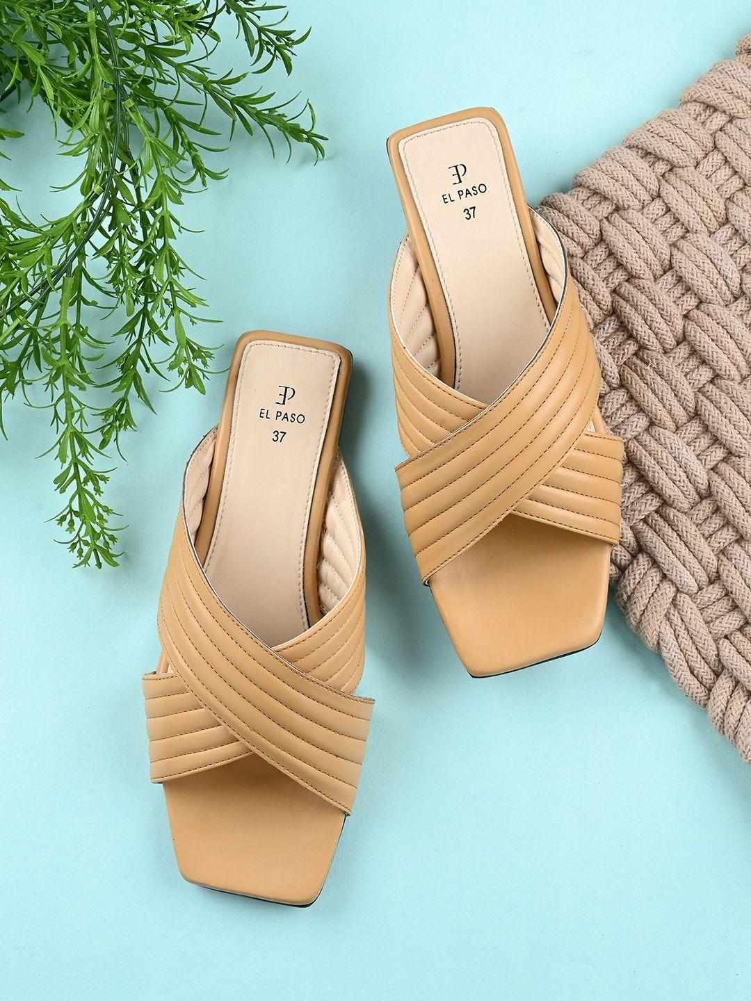 el paso striped criss-cross strap open toe flats