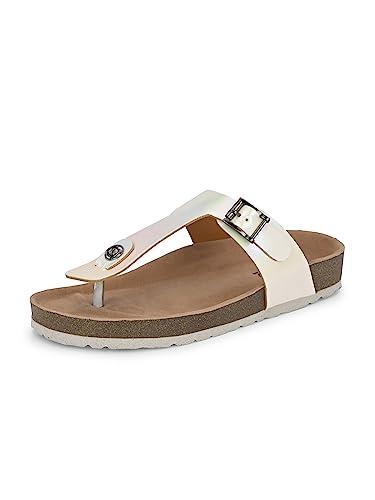 el paso women's beige faux leather casual slip on slippers