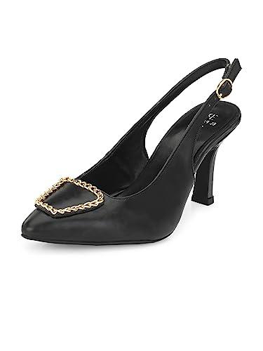 el paso women's black faux leather casual slip on heels - epw787black_3