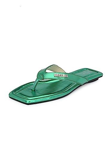 el paso women's green faux leather casual slip on flats - epw558green_5