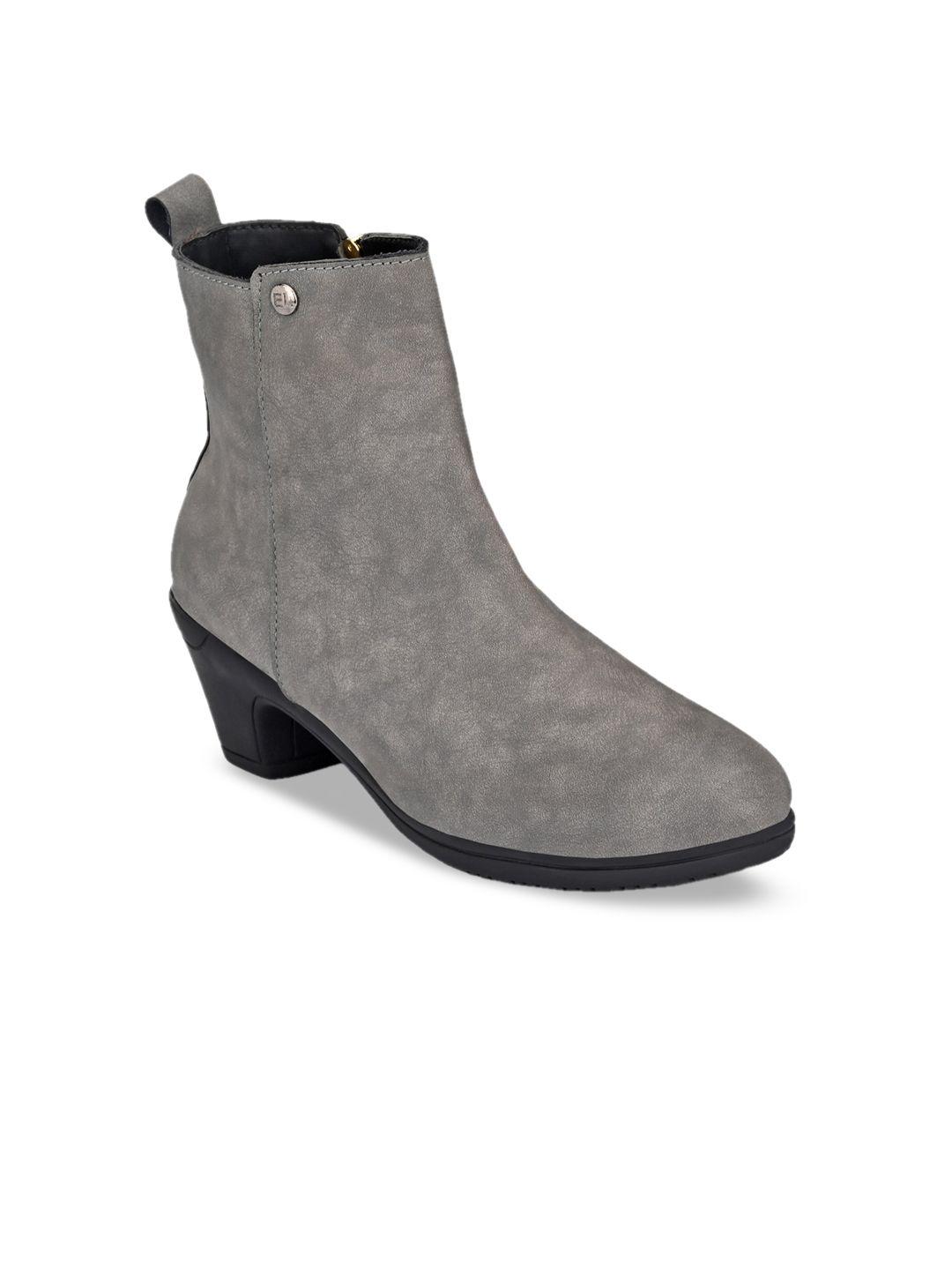 el paso women grey textured flat boots