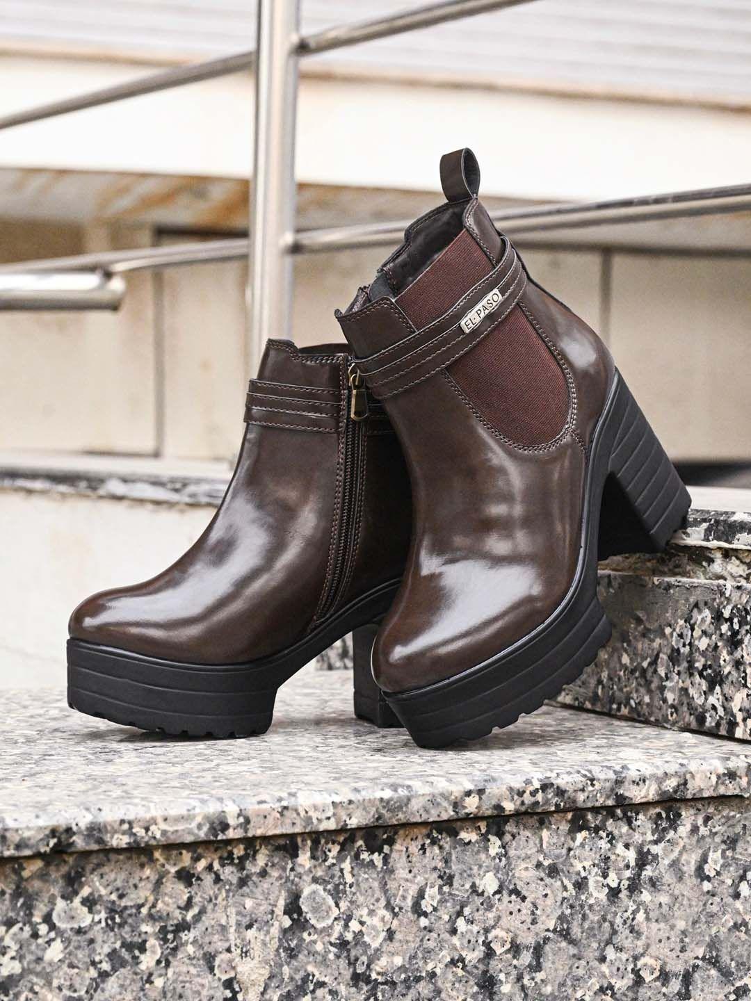 el paso women platform heel mid-top chunky boots