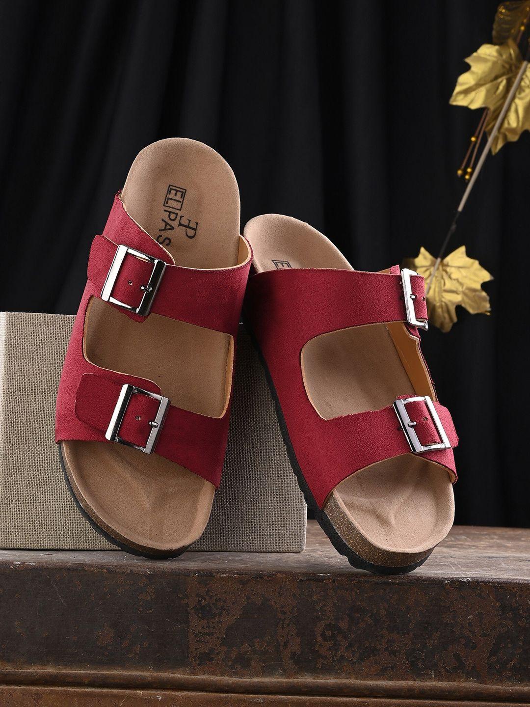 el paso women two straps open toe flats with buckle detail