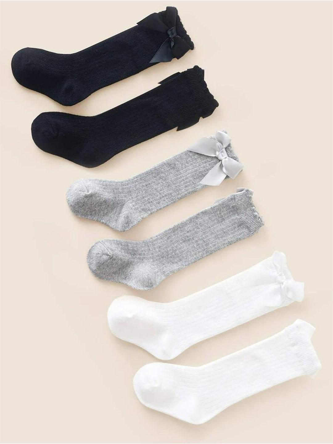 el regalo  girls pack of 3 solid knee-length socks