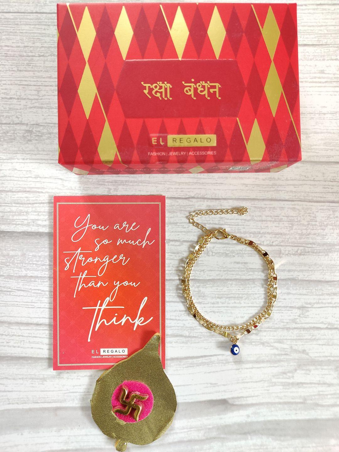el regalo  gold-toned rakhi gift set