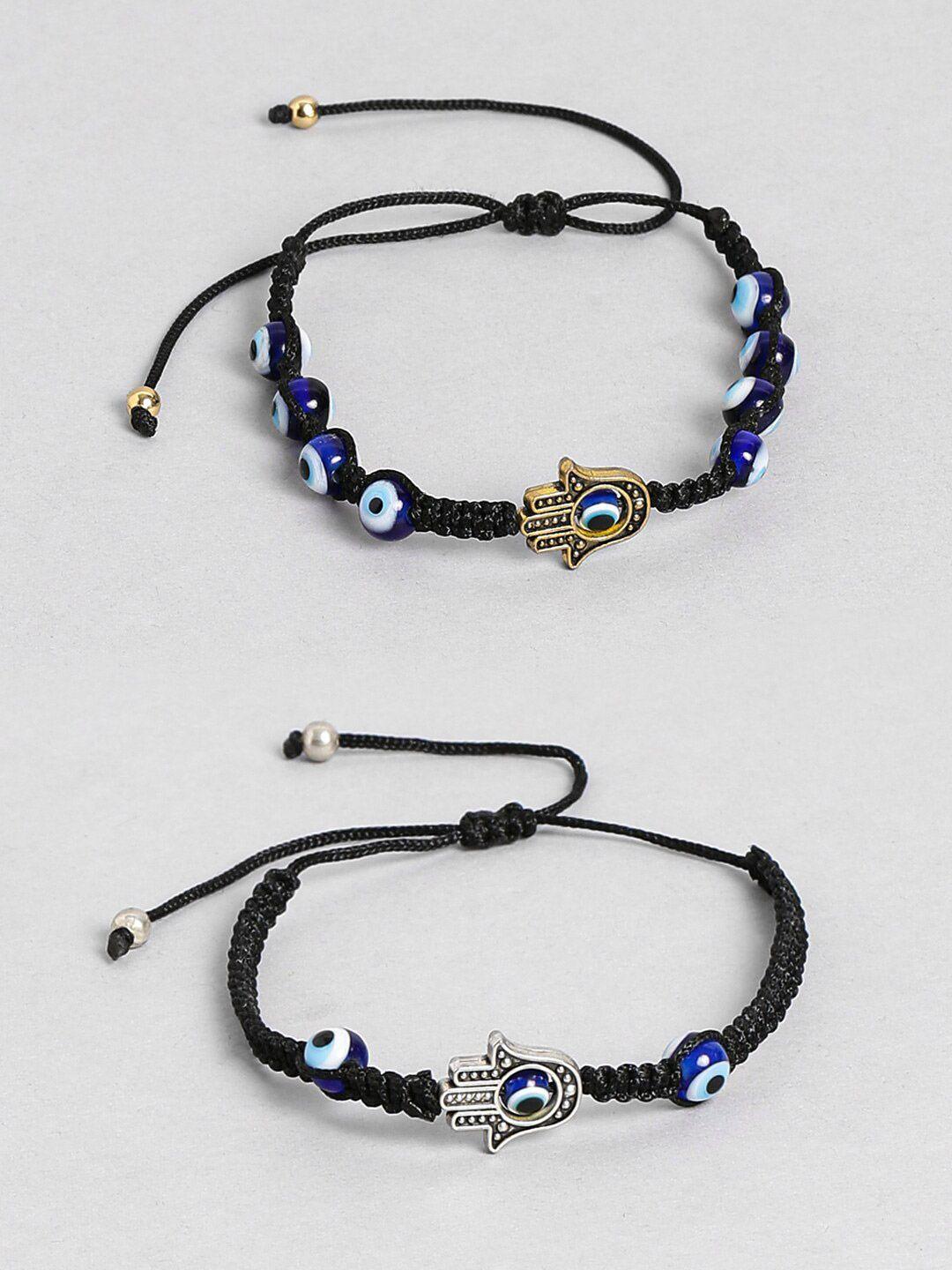 el regalo black & blue pack of 2 charm bracelet