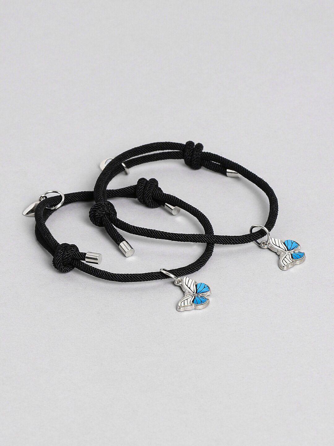 el regalo black & silver-toned pack of 2 charm bracelet