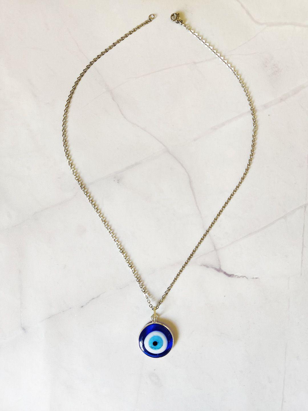 el regalo blue & silver-toned evil eye pendant necklace