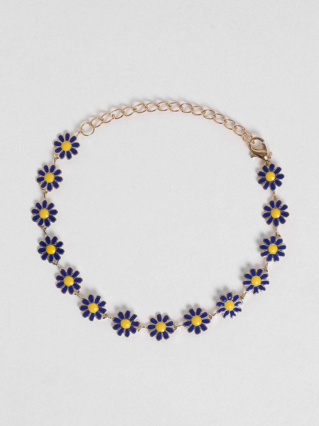 el regalo blue & yellow floral beaded anklets