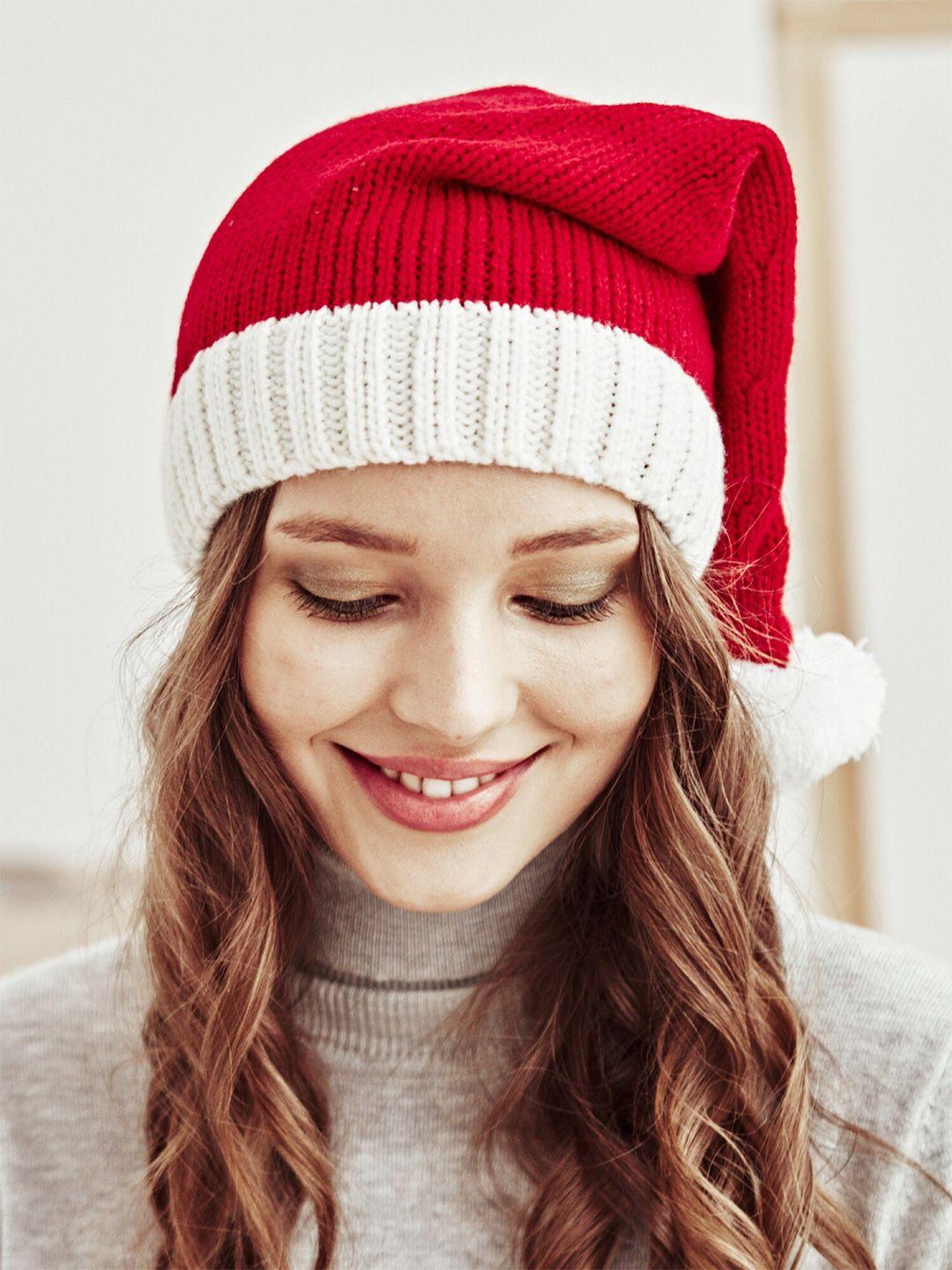 el regalo christmas red ribbed woolen beanie