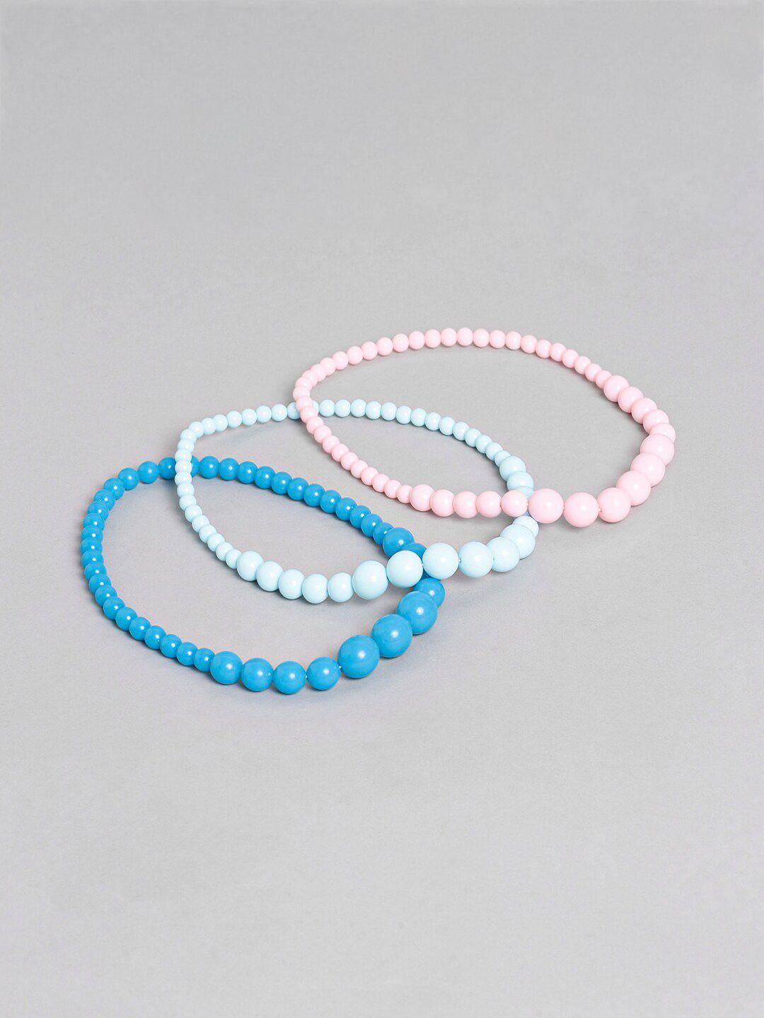 el regalo girls blue & pink set of 3 beaded necklace