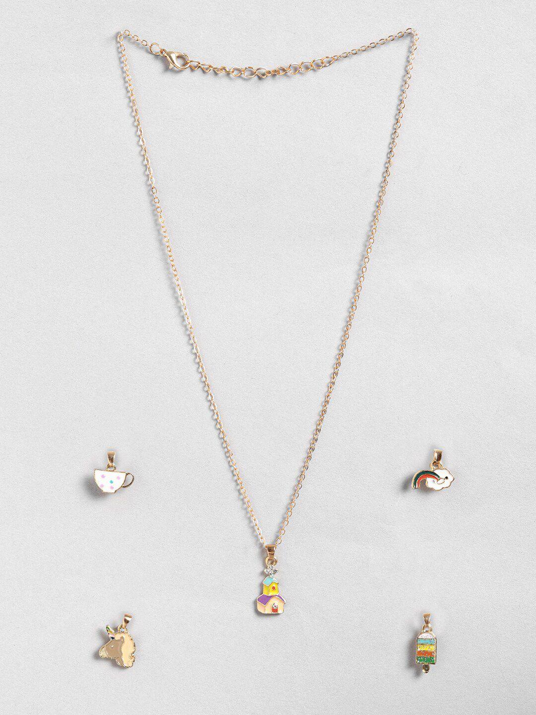 el regalo girls gold-plated necklace with 4 pendants