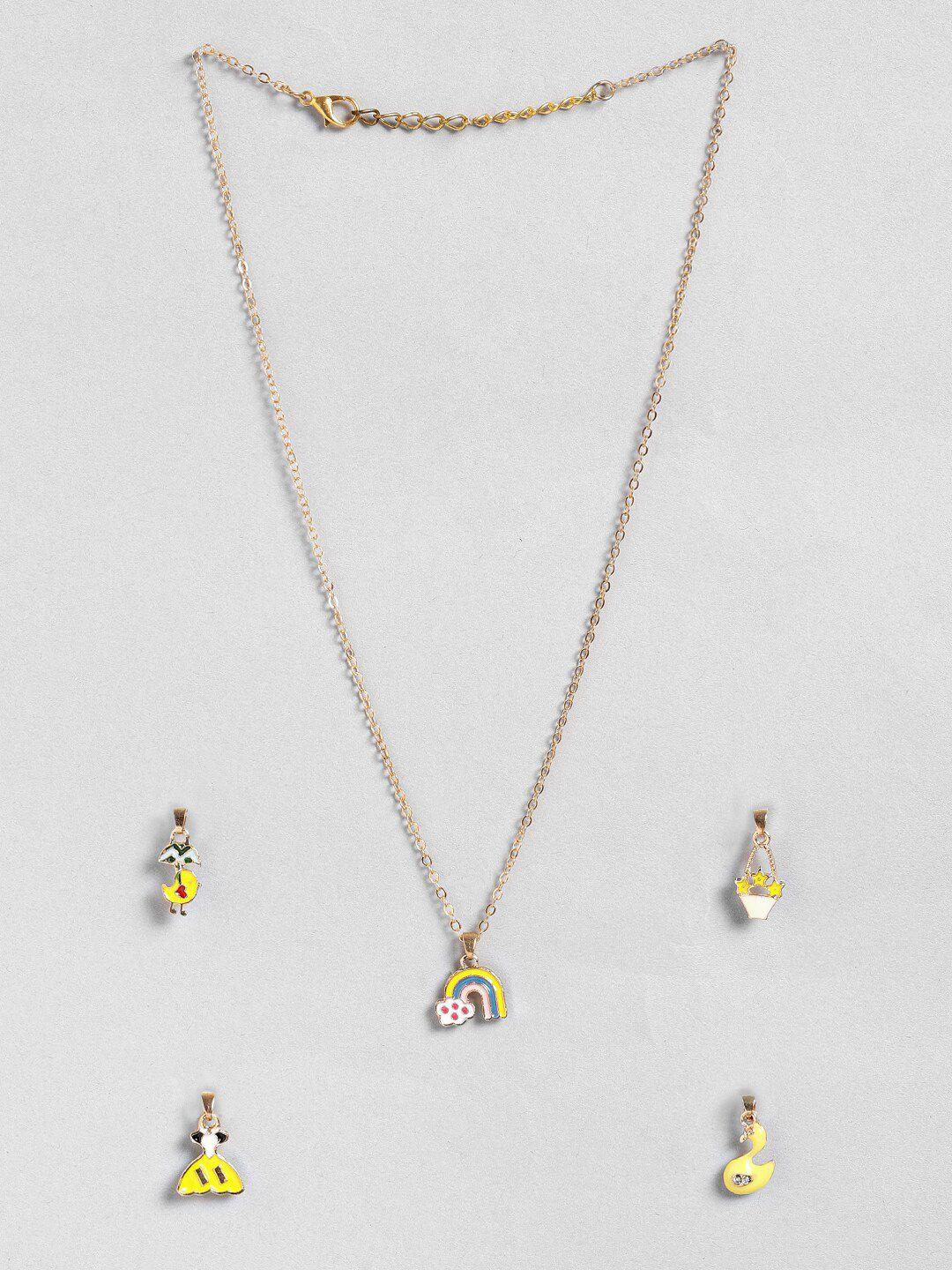 el regalo girls gold-plated necklace with 4 pendants