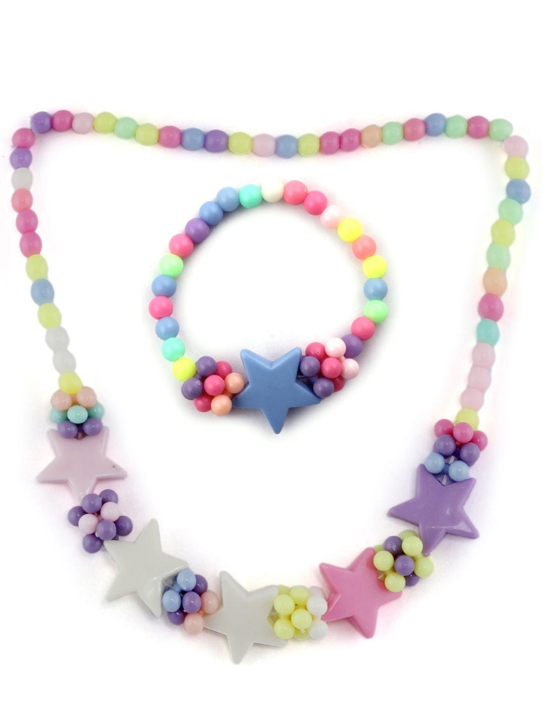 el regalo girls multi-coloured beaded star charm jewellery set