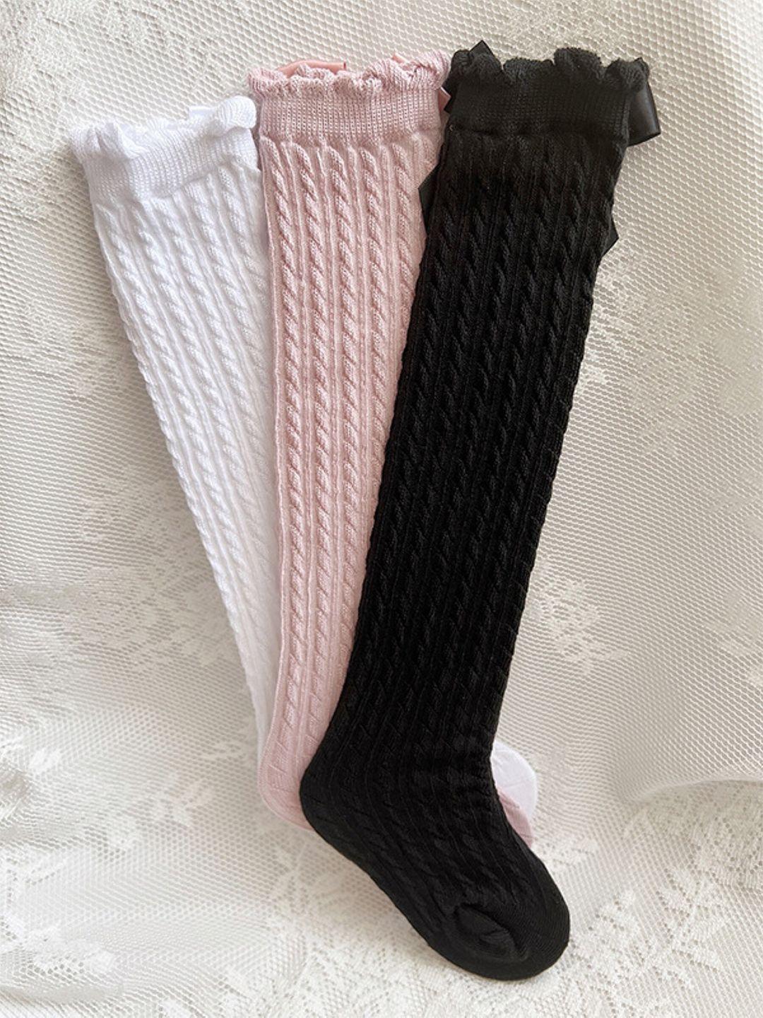 el regalo girls pack of 3 patterned knee-length socks
