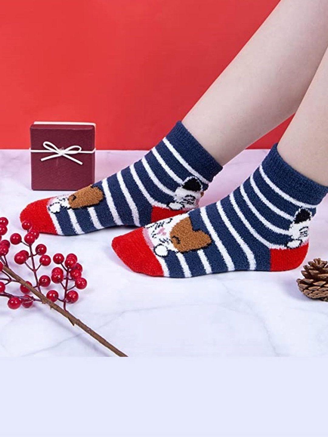 el regalo girls pack of 5 self designed calf-length socks