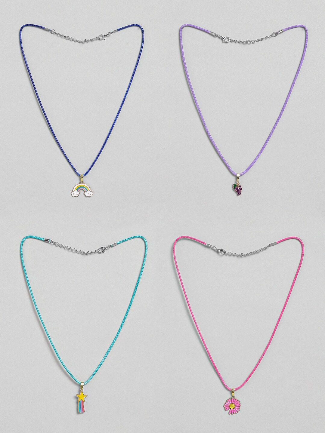 el regalo girls set of 4 stone-studded necklace