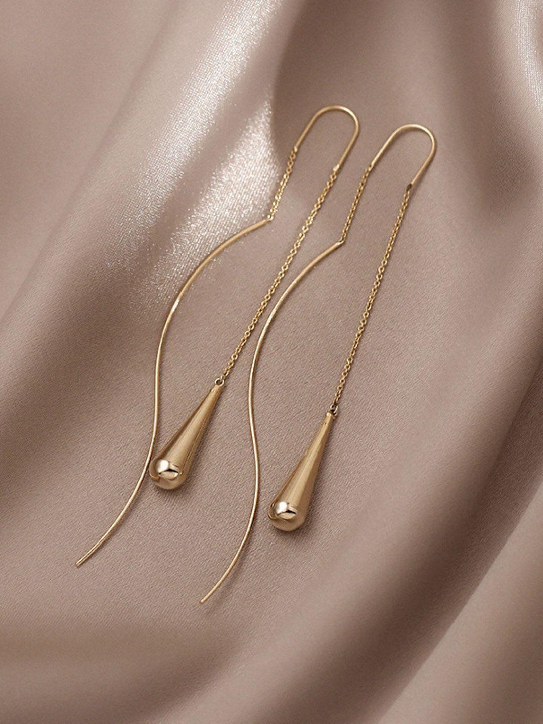 el regalo gold-plated teardrop shaped drop earrings