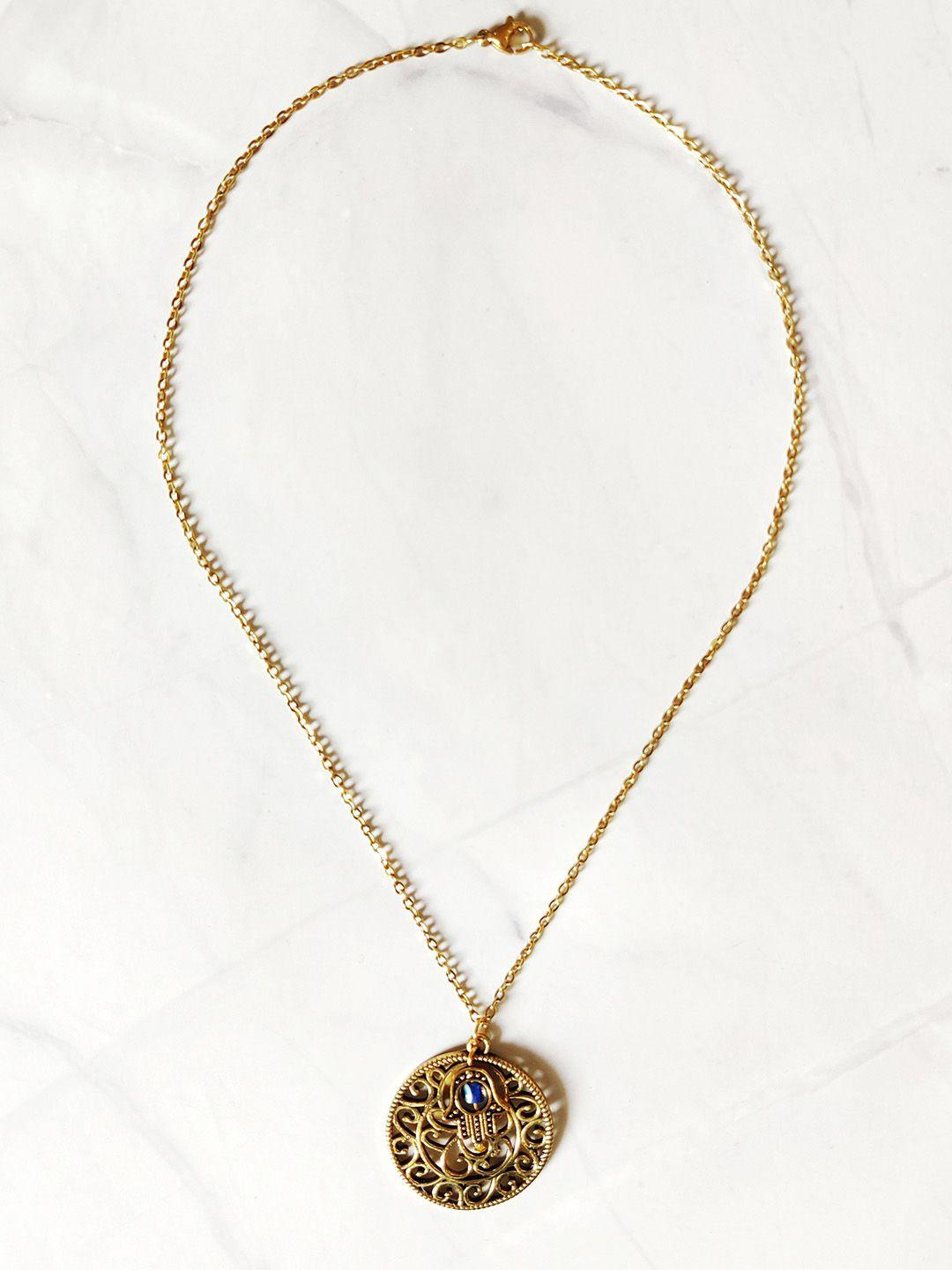 el regalo gold-toned & blue hamsa necklace