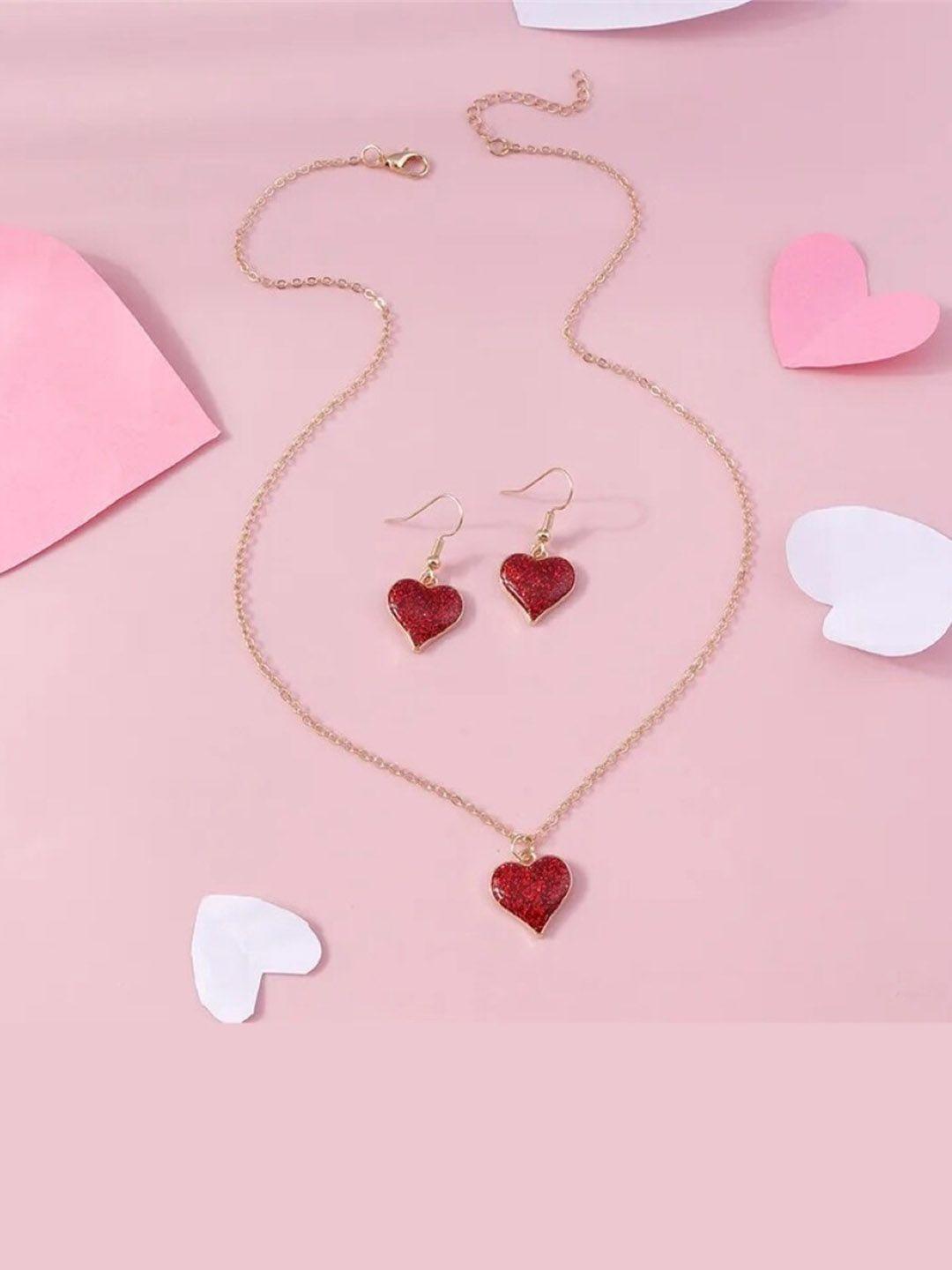 el regalo heart shape detail pendent set