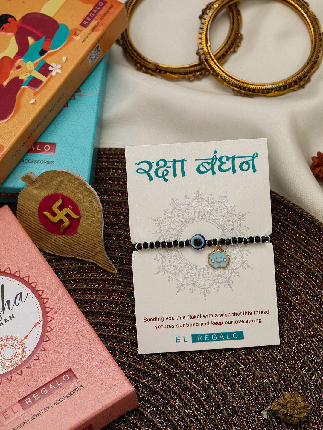 el regalo kids beaded rakhi with roli rice & greeting card