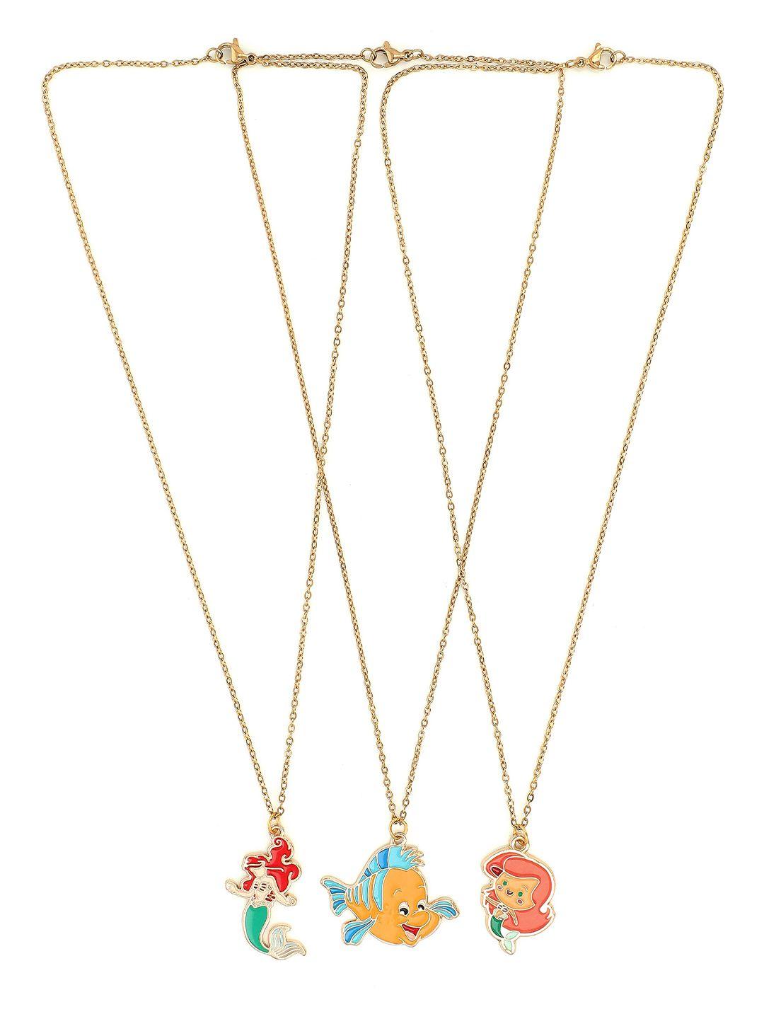 el regalo kids girls set of 3 gold-toned handcrafted necklace