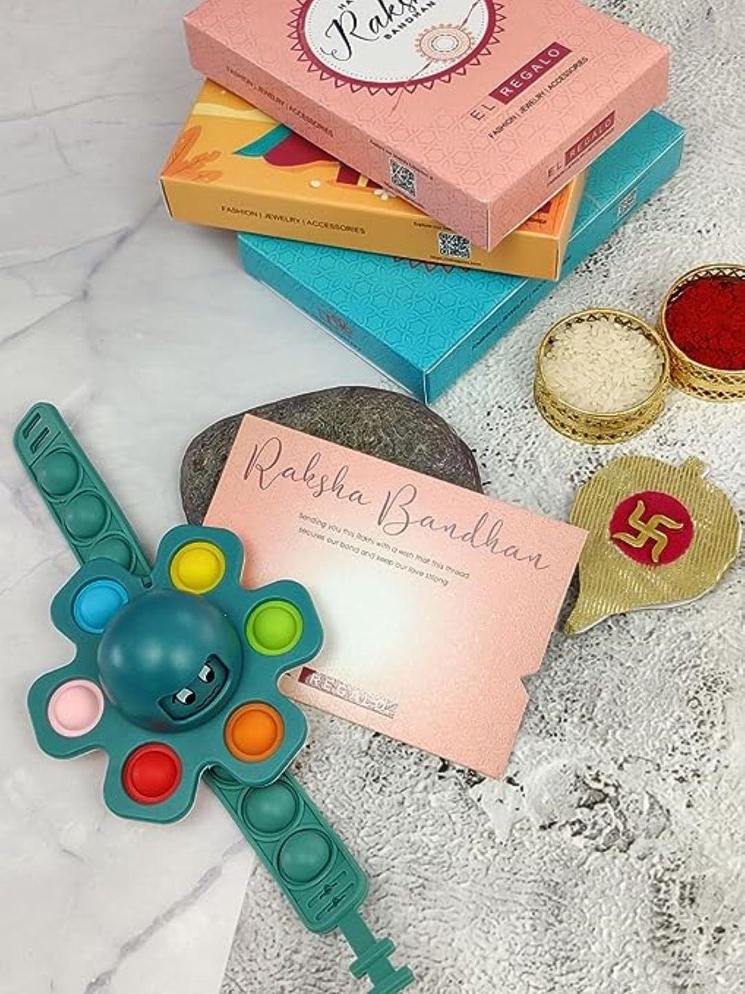 el regalo kids patterned rakhi with roli chawal