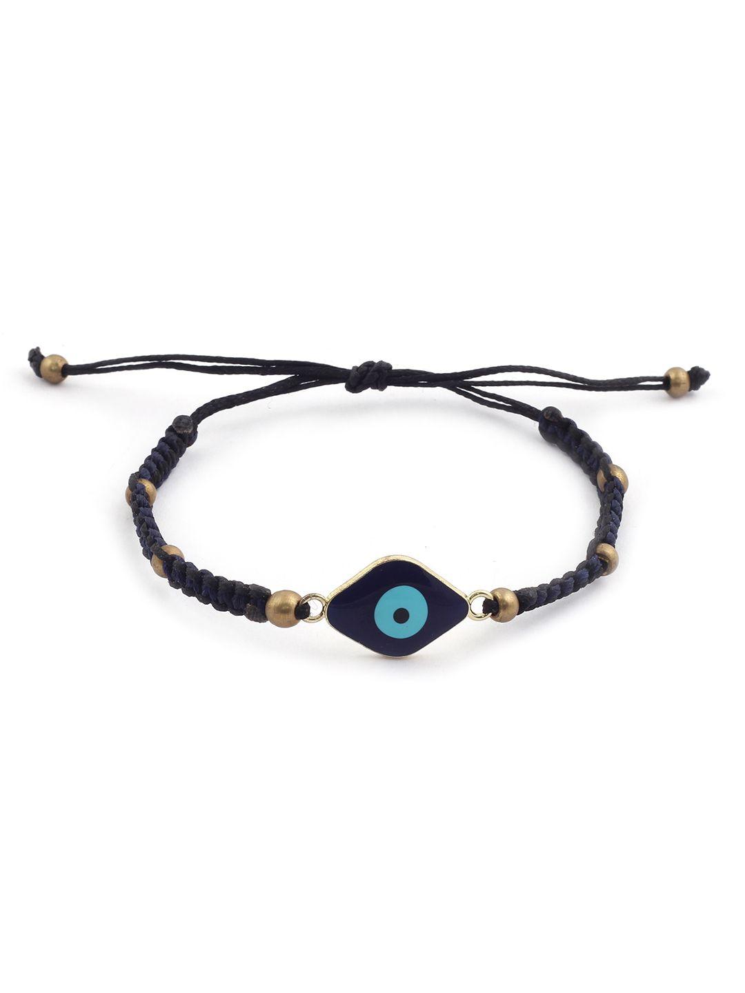 el regalo men blue & gold-toned handcrafted evil eye charm bracelet