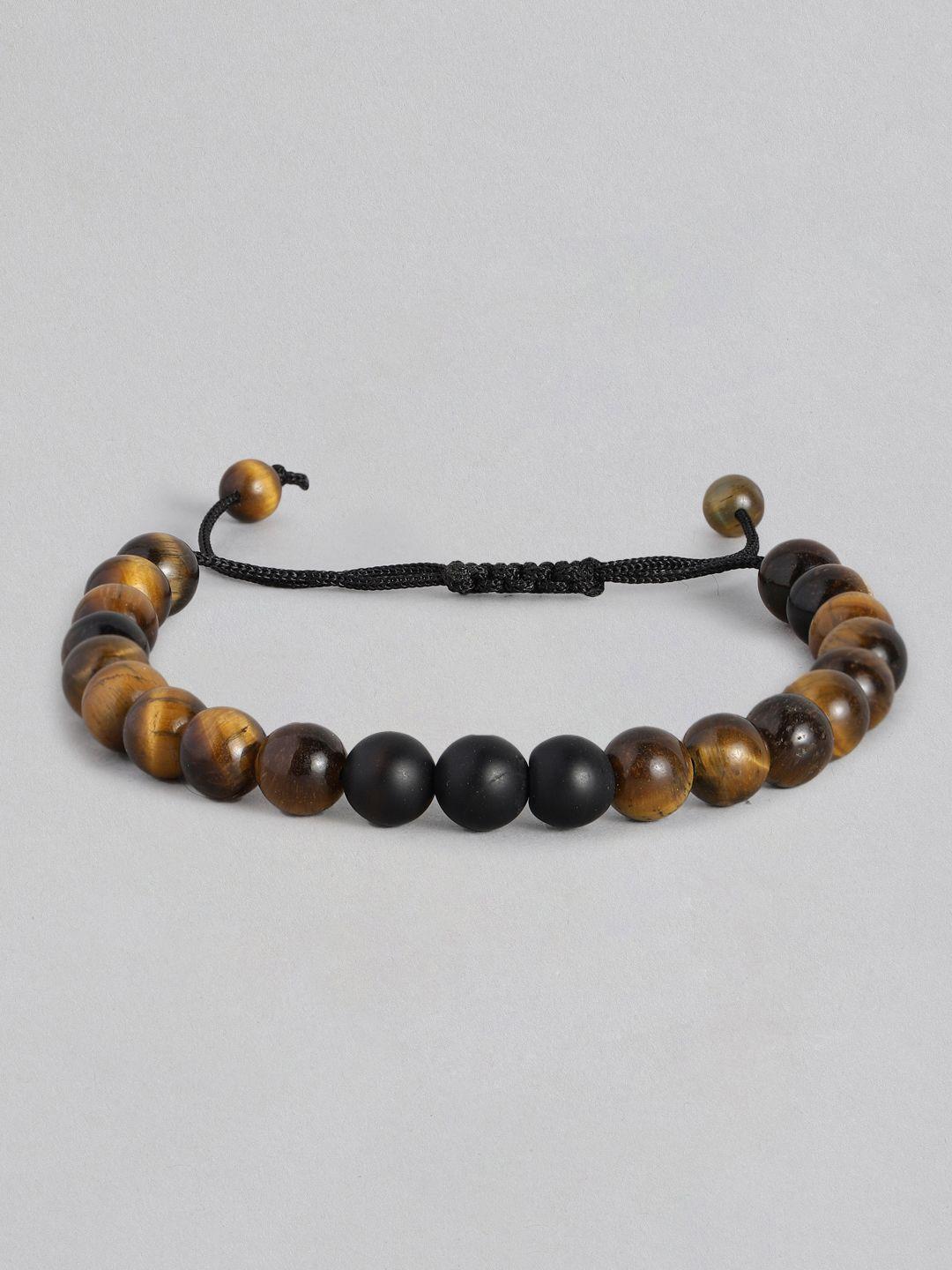 el regalo men brown & black tigers eye charm bracelet