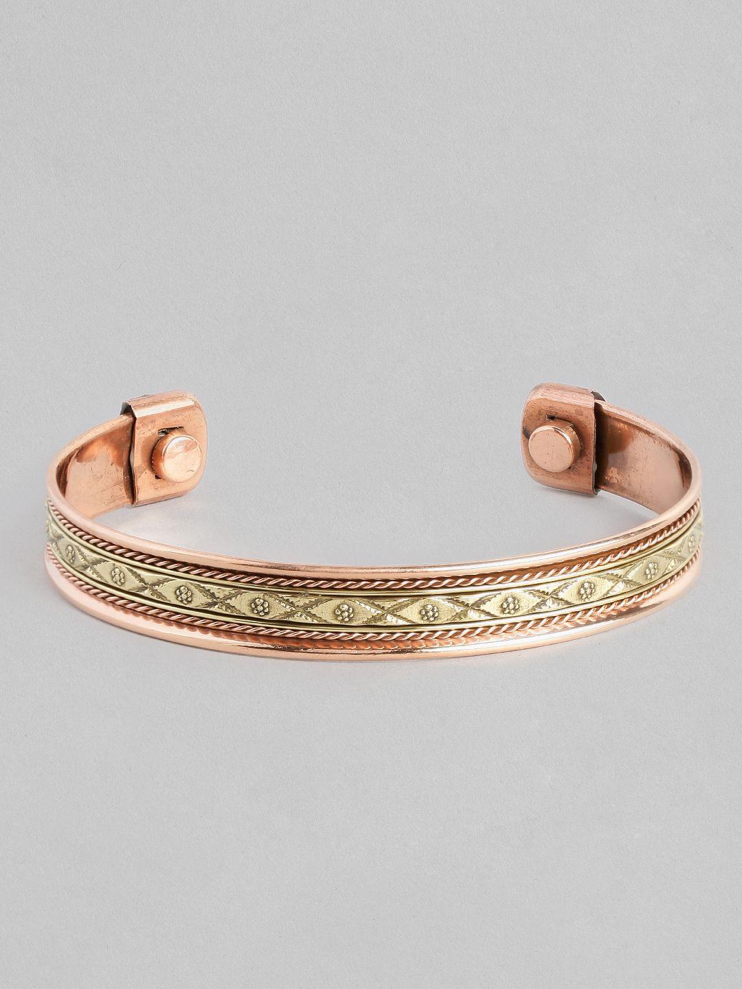 el regalo men copper-toned & gold-toned brass handcrafted brass-plated cuff bracelet