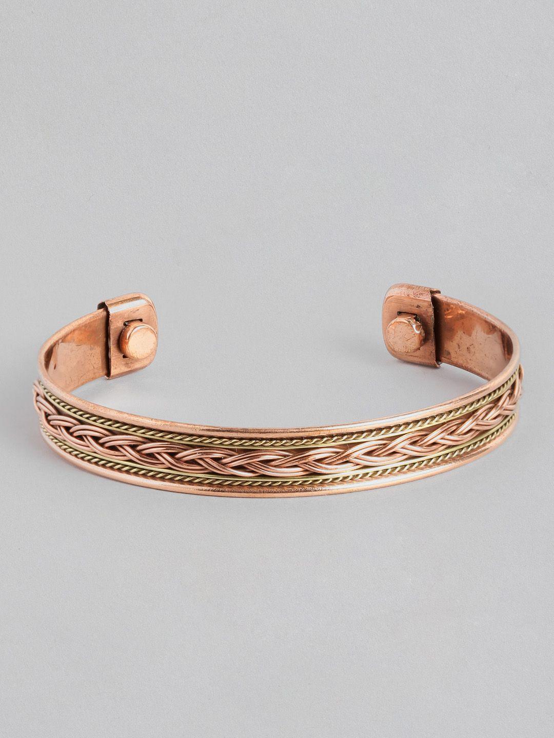 el regalo men copper-toned & gold-toned brass handcrafted brass-plated cuff bracelet