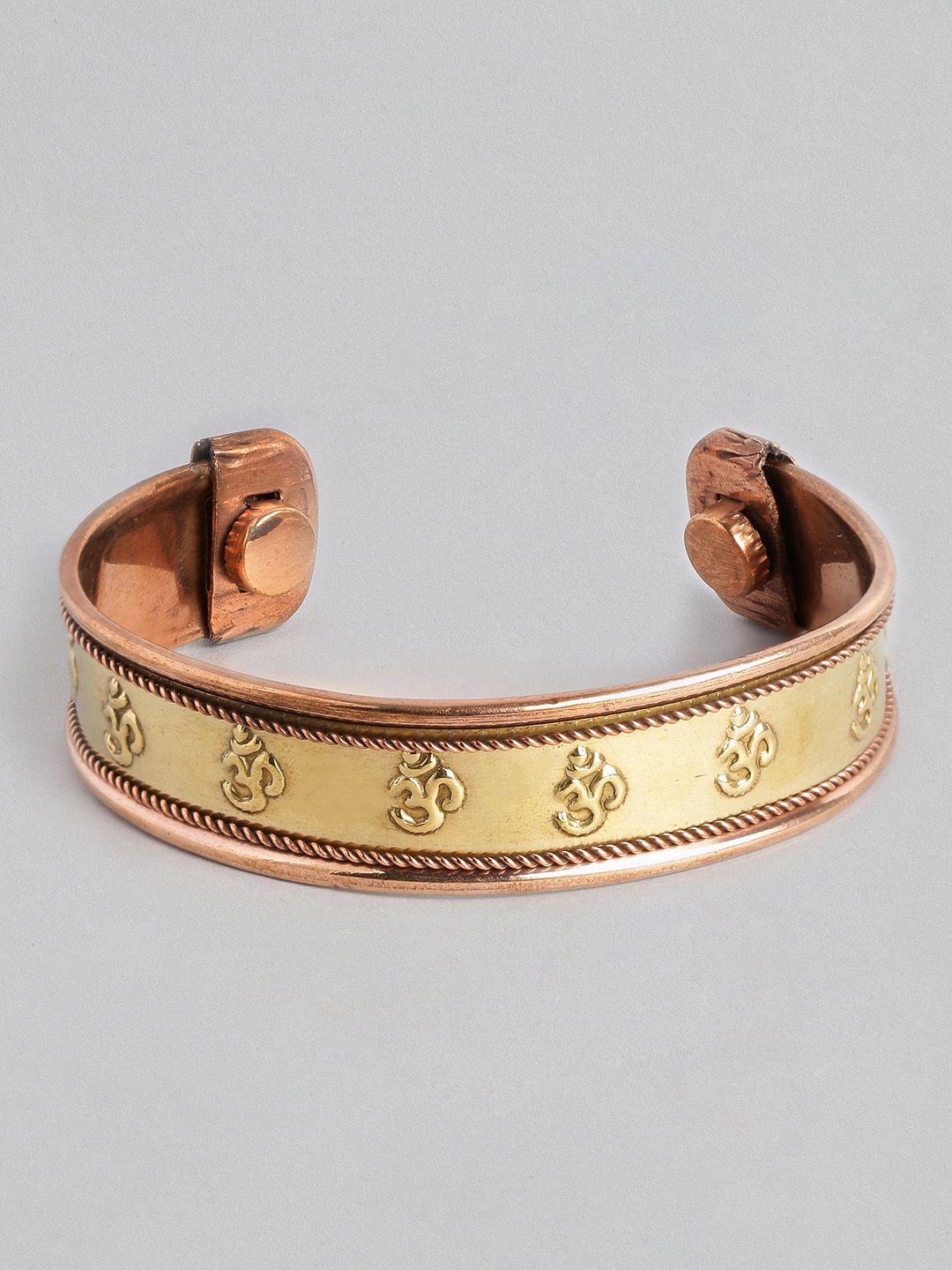 el regalo men copper-toned & gold-toned brass handcrafted brass-plated cuff bracelet