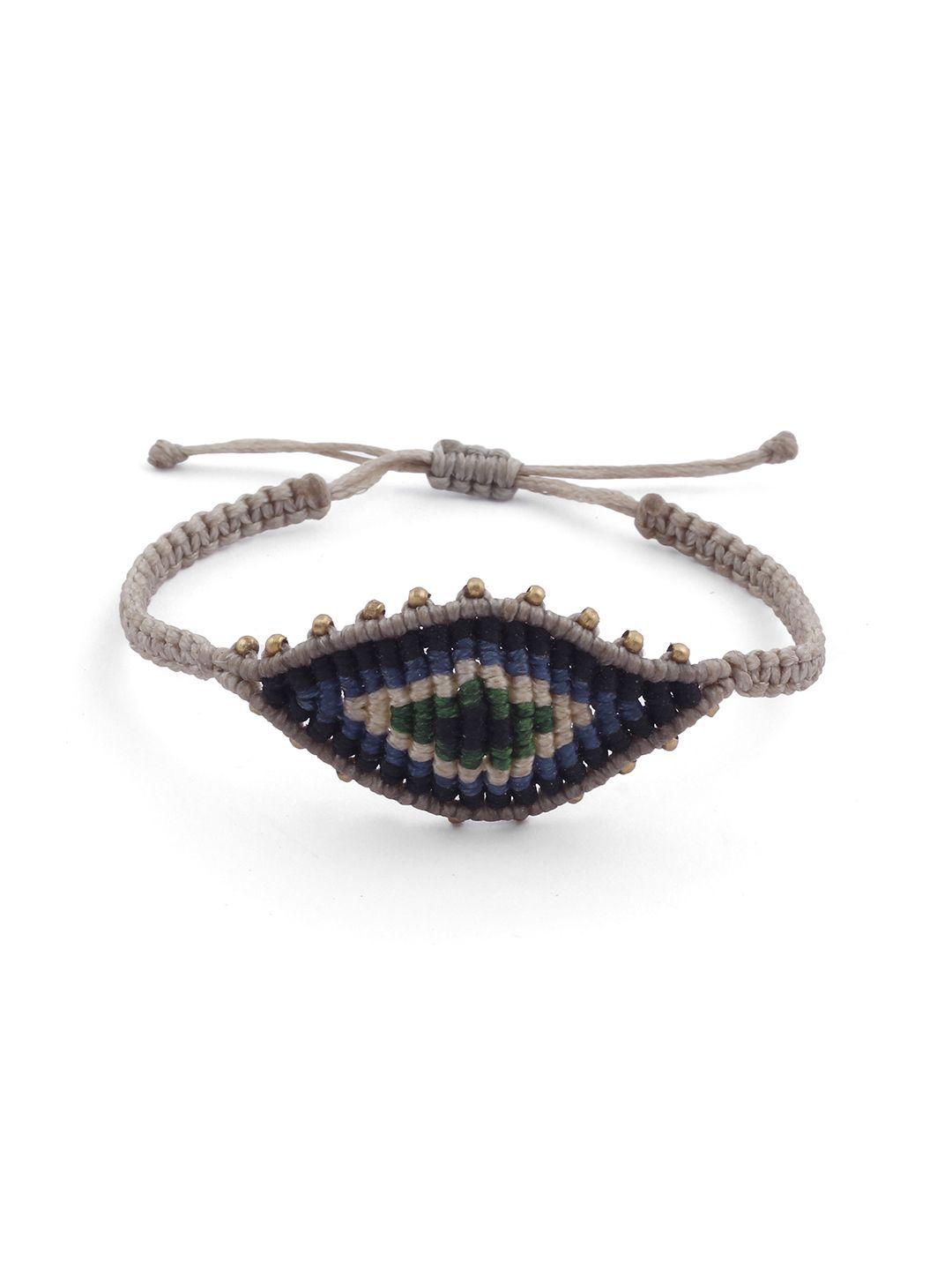 el regalo men grey & blue handcrafted evil eye charm bracelet
