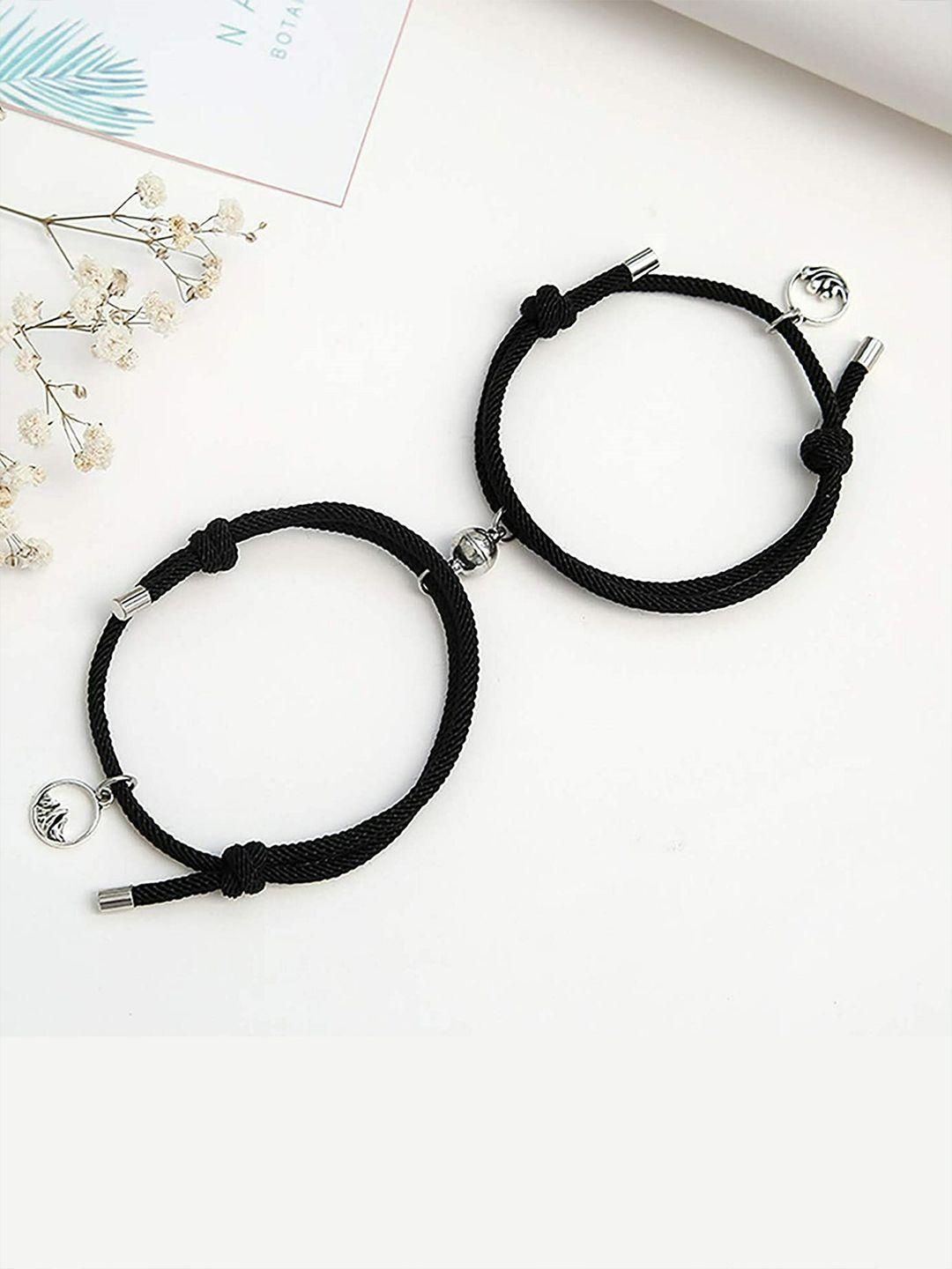 el regalo men set of 2 black & silver-toned antique charm bracelet