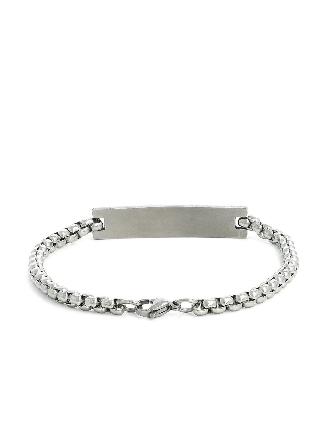 el regalo men silver-toned silver-plated link bracelet