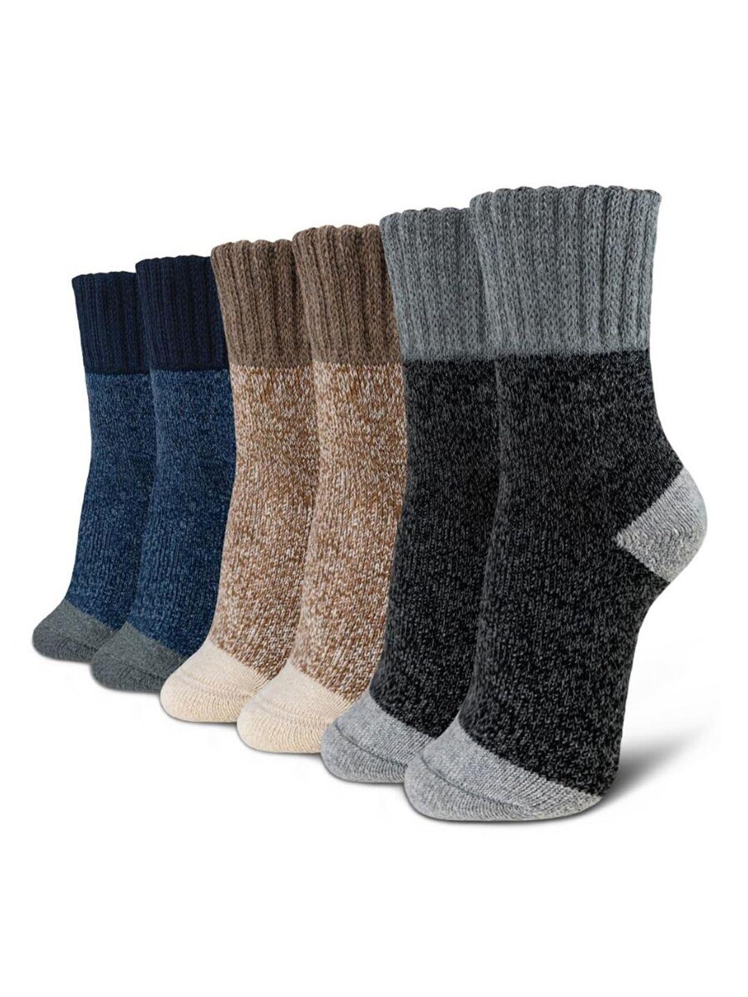 el regalo pack of 3 patterned cotton breathable calf length socks