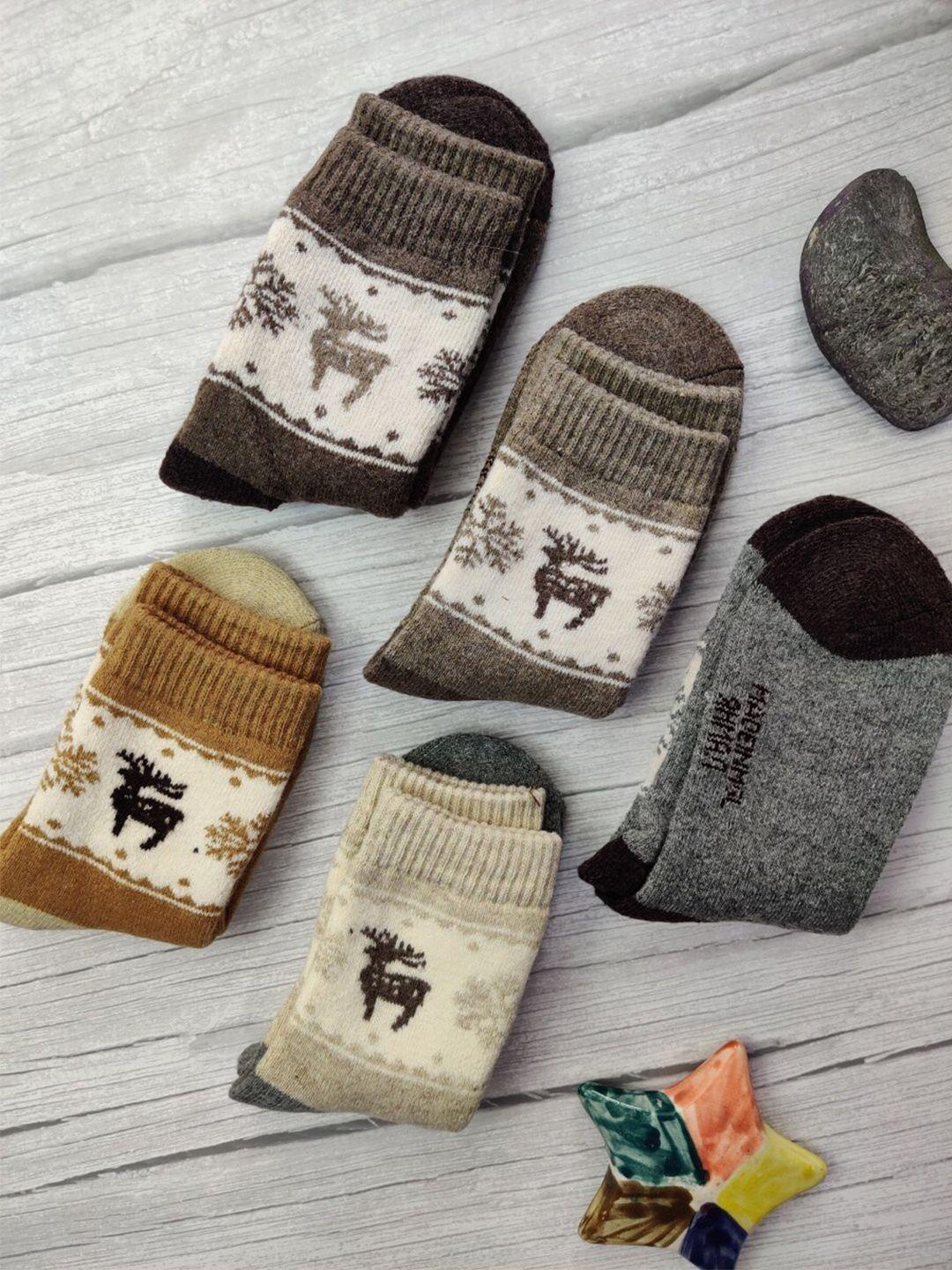 el regalo pack of 5 patterned calf-length socks