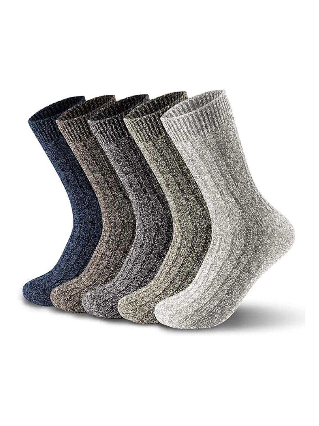 el regalo pack of 5 patterned cotton breathable calf length socks