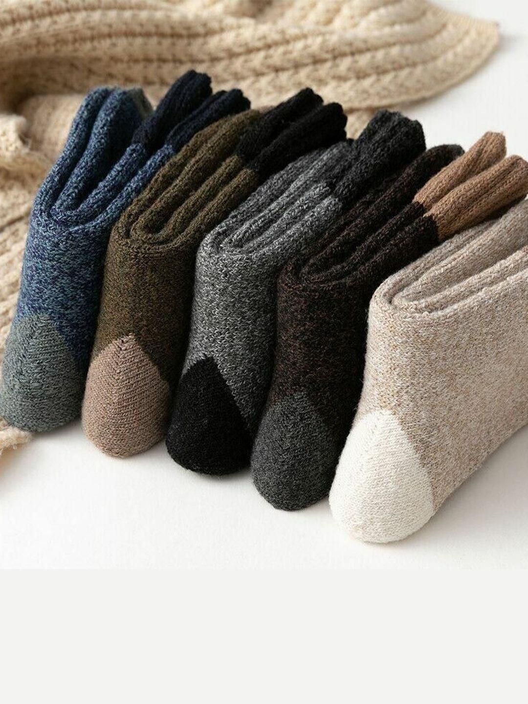 el regalo pack of 5 patterned cotton calf length socks