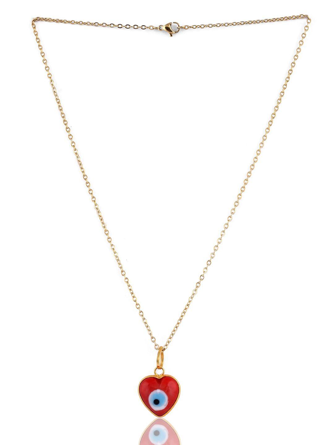 el regalo red & white brass evil eye necklace