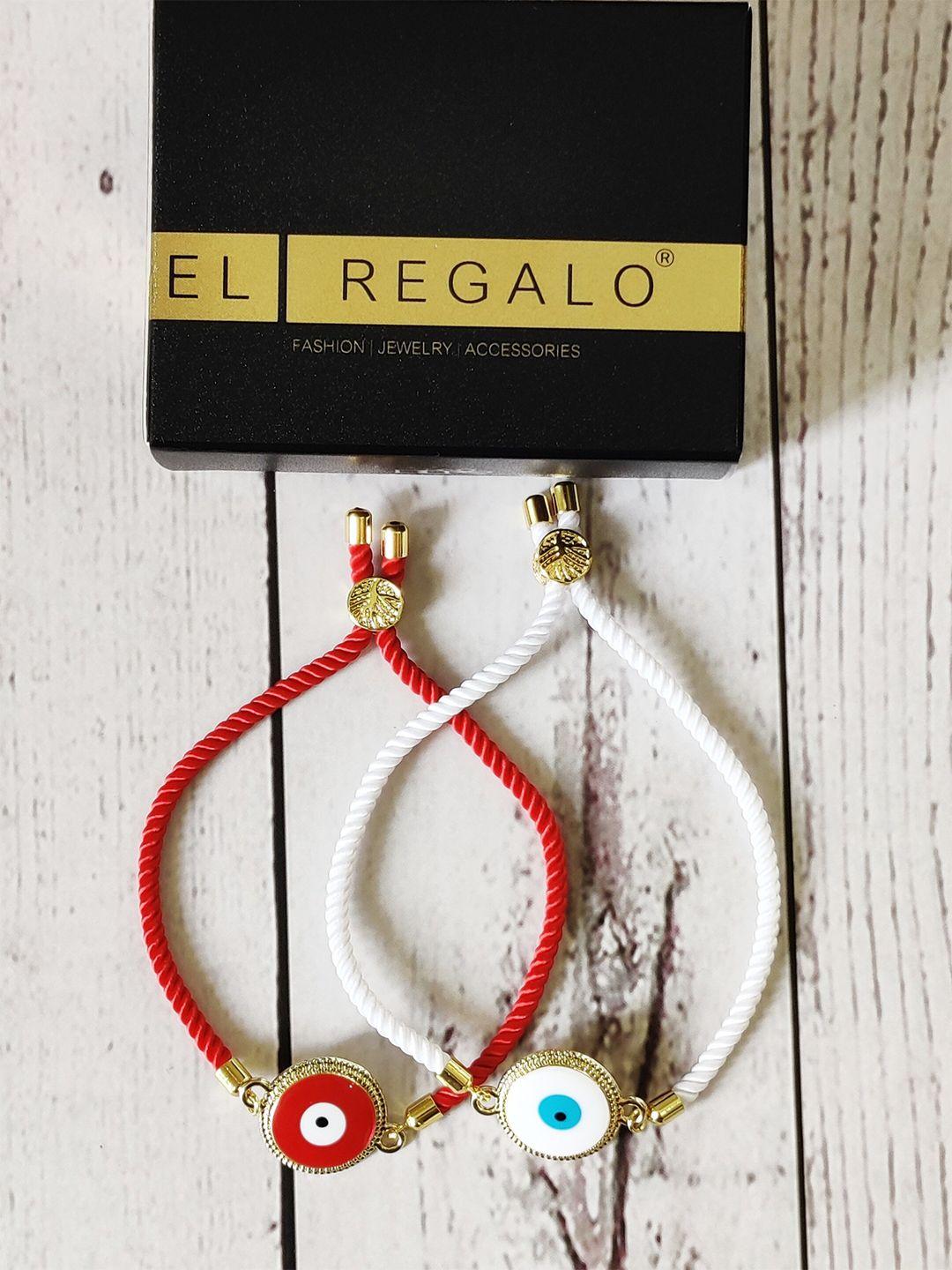 el regalo set of 2 gold-plated & white charm bracelet