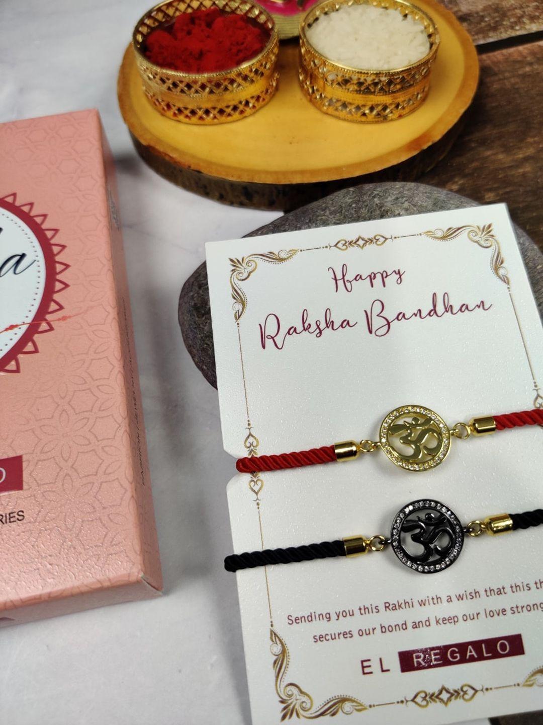 el regalo set of 2 stone-studded charm rakhi